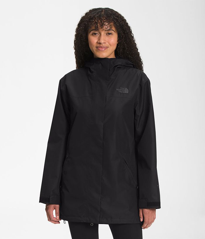 The North Face Womens Rain Jacket Voyage Midi 469NLXQPM - Black